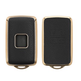 kwmobile Key Cover for Renault 4-Button Car Key Smart Key (Only for Keyless Go) Key Case - Smart Key TPU Protective Car Key TPU PU Leather - Black/Gold