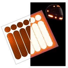 customTAYLOR33 High Intensity Grade Reflective Safety Decals/Stickers for Motorcycle, Bicycle, Snowboarding, Racing Helmets or Vehicles (Set of 4 (24 Strips & 24 Circles), Orange)