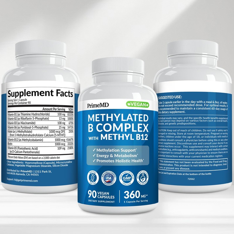 Methylated B Complex with Methylfolate and B12 Methylcobalamin 1000 mcg