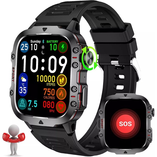 SignaturelCO Rugged Tactical Smartwatch 1.96" Screen Tracker for Ulefone Armor
