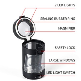 Jars Light-Up LED Transparent Glass Air Tight Storage Jars with Herb Grinder Magnifying Viewing Jar Portable Mini Lightweight for Easy Storage and Carrying (White)