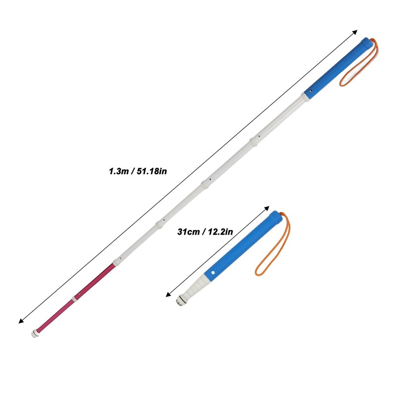 Telescoping Blind Cane, Portable Alloy Reflective Blind Walking Stic, Lightweight