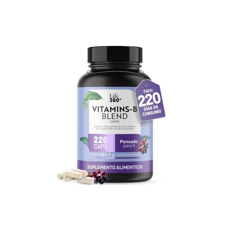 LIFE 360+ Vitamina-B Blend Uva | 220 cápsulas | 640mg