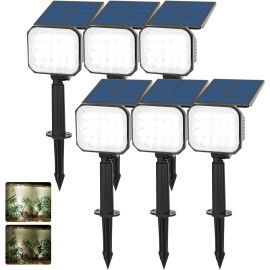 T-SUN 6Packs Solar Power Spot Light Cold White Outdoor Landscape Garden Pathway Lights