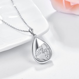 TANGPOET Ashes Necklace 925 Sterling Silver Butterfly Memorial Cremation Jewellery for Ashes Pendant Necklace for Mum Dad Women Men Pet with Funnel Filler Kit