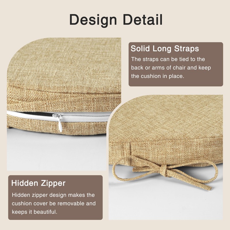 OVOV Chair Cushions for Dining Chairs Set of 4 Beige