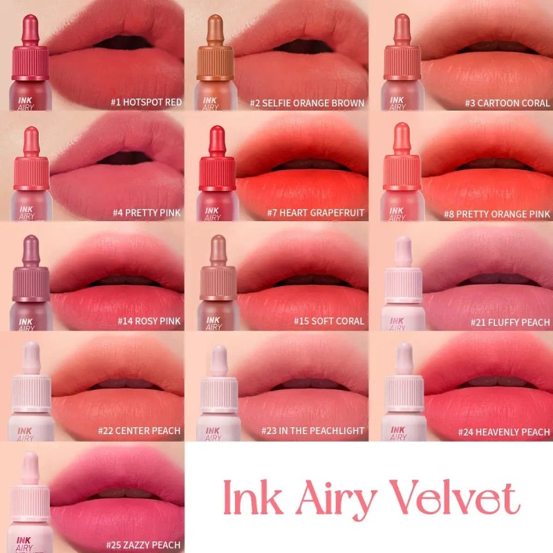 Peripera Labial Ink Airy Velvet Heart Grapefruit 07 Acabado Mate