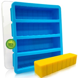 Silicone Butter Mold with Lid, Walfos Non-Stick Tray Fits Standard Butter Stick Size, Large Cavity, Holds 8 Tablespoons, Ideal For Soap Bar, Energy Bar, Brownie, Cake