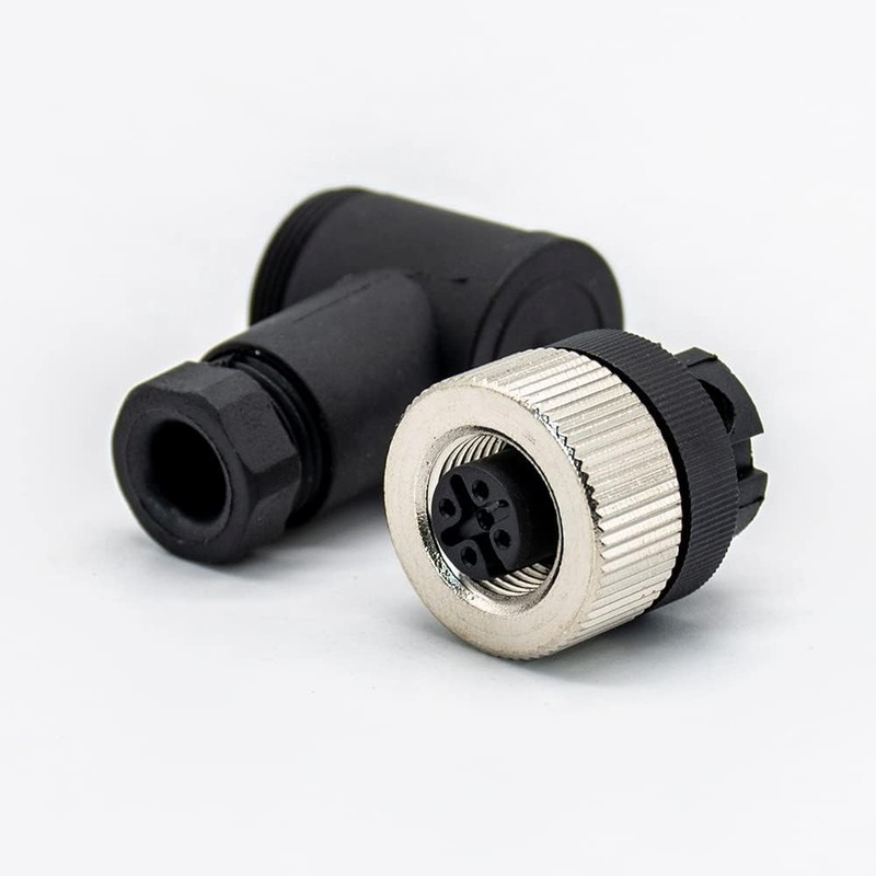 M12 Connector 4 pin Field Female Socket Right Angle Plastic
