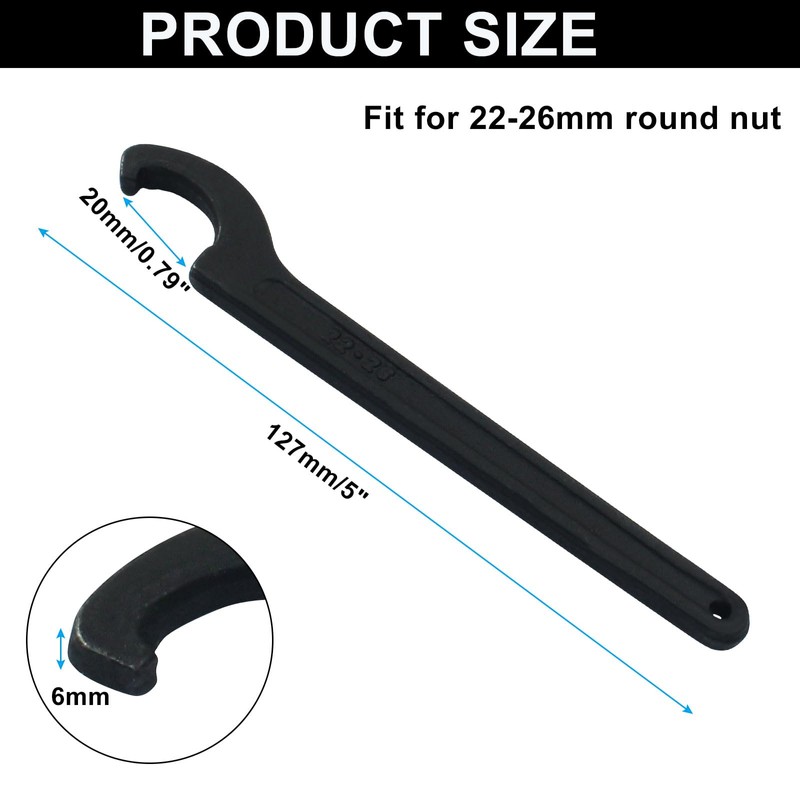 Murtenze C Hook Spanner Wrench for 22-26mm Round Nut, Universal