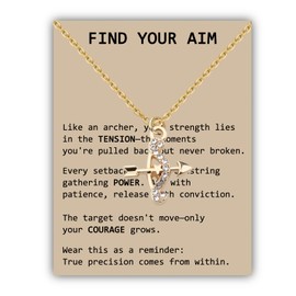 SEIRAA Archery Necklace Bow And Arrow Gifts Archer Jewelry Archery Coach Gifts Archery Team Necklace (FIND YOUR AIM nl)