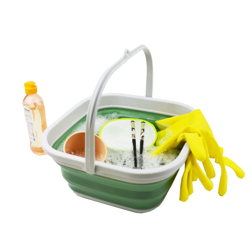 SAMMART 5.5L Collapsible Square Handy Bucket/Foldable SquareWater Pail/Portable Tub with