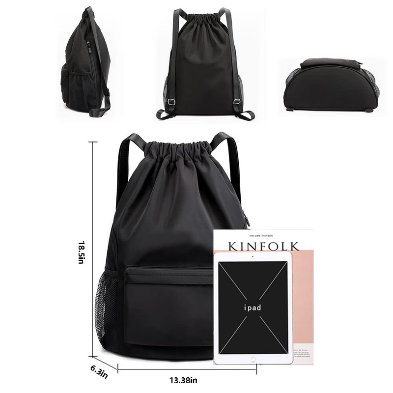 RITUEXCESS Drawstring Backpack Sports Gym Bag with Shoe Compartment, Women