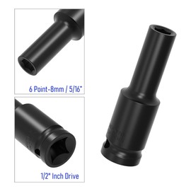 FOCMKEAS 1/2" Inch Drive by 8mm(5/16 inch) Deep Impact Socket, Heat-Treated CR-V Steel 3 Inch Length, 6-Point Metric Sizes