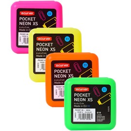 Curver Pocket Box Neon XS 4 Assorted Colours Storage Box Small Parts Box with Lid and Click Closure Pack of 4