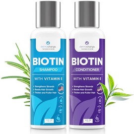 Biotin - Juego de champú y acondicionador para el crecimiento del cabello, sin sulfatos, acondicionador profundo para cabello seco dañado, fabricado e