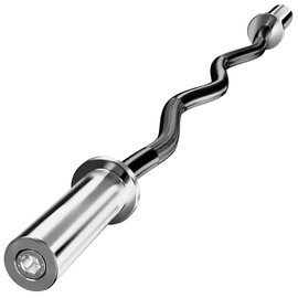 Olympic EZ Curl Barbell Bar, 4ft Curl Bar for 2 Inch Weight Plates, EP&Chrome Curling Bar for Weight Lifting, Biceps, Triceps, Back Muscle Group exercise, Gym and Home Use (300lb Weight Capacity)