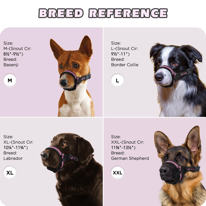 BONTHEE Dog Muzzle,Anti-Bite Adjustable Breathable Soft Muzzle for Small Medium