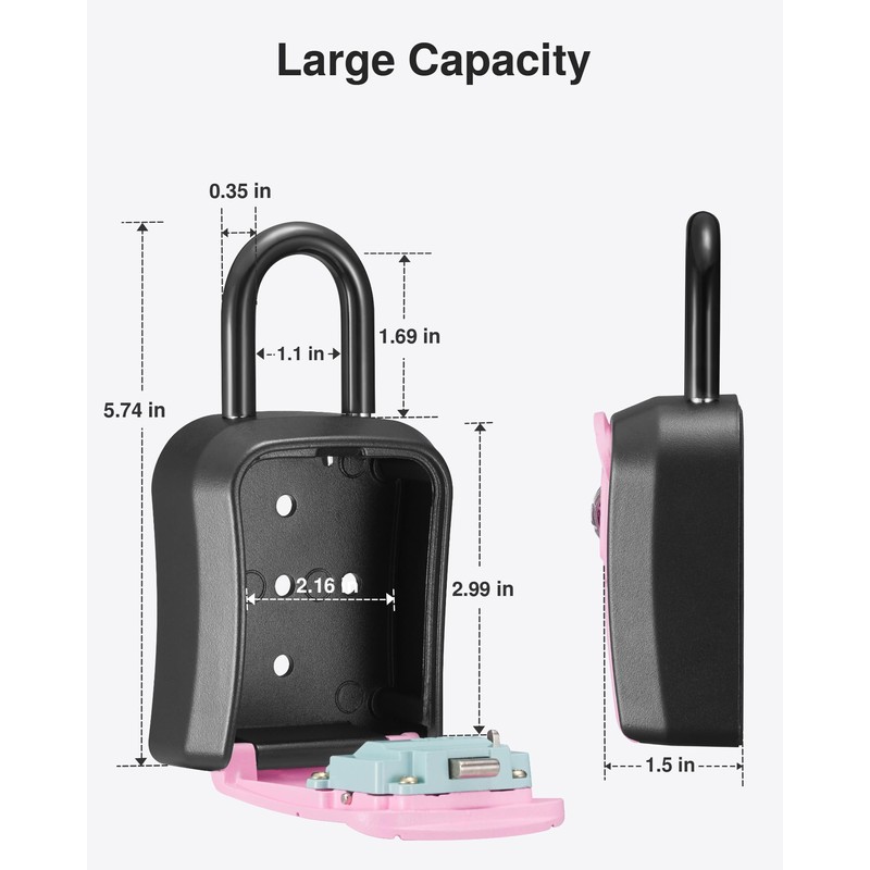 Puroma Key Lock Box, Portable Combination Lockbox Wall-Mounted Key Storage