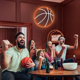 Basketball Neon Sign, 12.6"×12.6" Basketball Led Neon Light for Wall Decor, Powered by USB Wall Decor Aesthetic for Room Bedroom Sports Decor Gift for Christmas Birthday