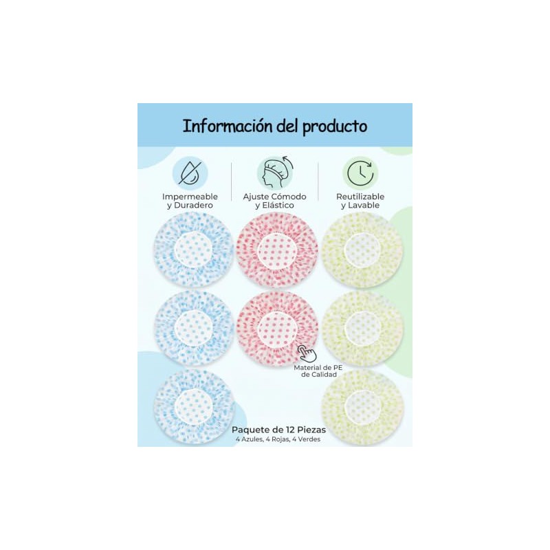 Piezas Gorra Baño Mujer Ducha Protección Capilar Cabello Largo Uso
