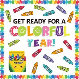 VABAMNA 61Pcs Crayon Bulletin Board Decorations Set - Get Ready for A Colorful Year Crayon Cutouts for Bulletin Board Back to School Home Wall Classroom Door Decorations