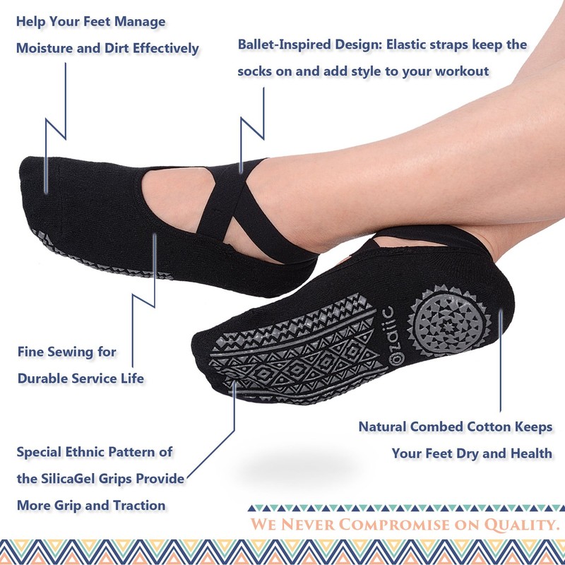 Ozaiic Pilates Socks for Women Non Slip Grip, Yoga Socks