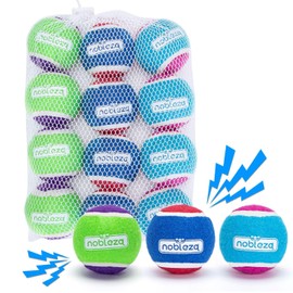 Nobleza Dog Tennis Balls 12 Pack, Durable Bouncy Floatable Squeaky Tennis Balls for Dogs for Fetch & Exercise, Training Interactive Natural Rubber Squeaky Dog Ball for Small Medium Dogs, 2.5in