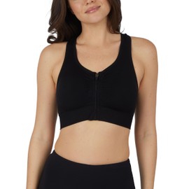 90 Degree By Reflex Women's 2 Pack Maternity Nursing Bra with Front Zip Seamless Post Surgery Sports Bra, Black/Black, Small