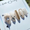 Elegant gold zircon chain handmade nail tip - Coffin /
