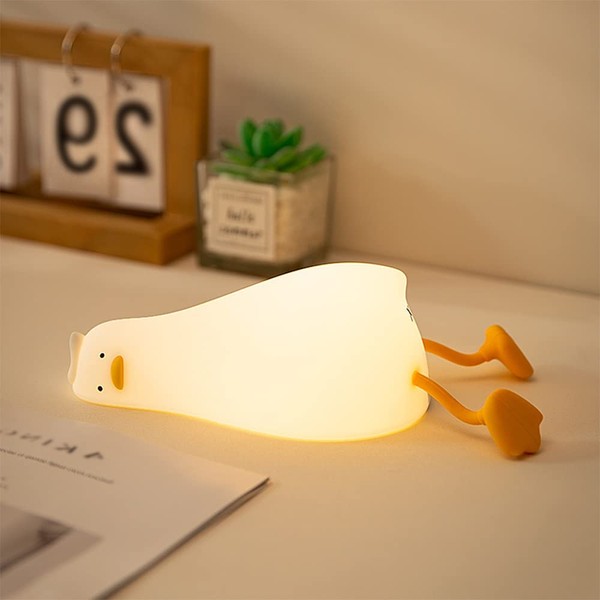 TOOGE LED Duck Night Light Cute Small Lamp Night Light for Kids 3 Levels Dimmable Nursery Nightlight with Timer Silicone Squishy Duck Portable Rechargeable Touch Bedside Lamp