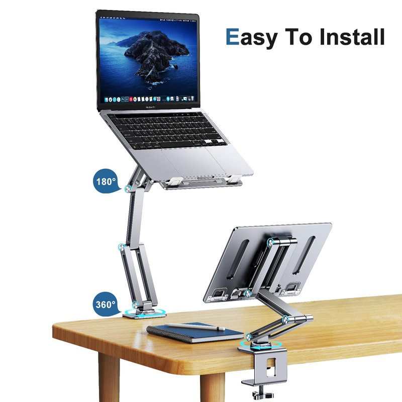 Laptop Mount for Desk, Tablet Arm Mount with 360° Rotating,