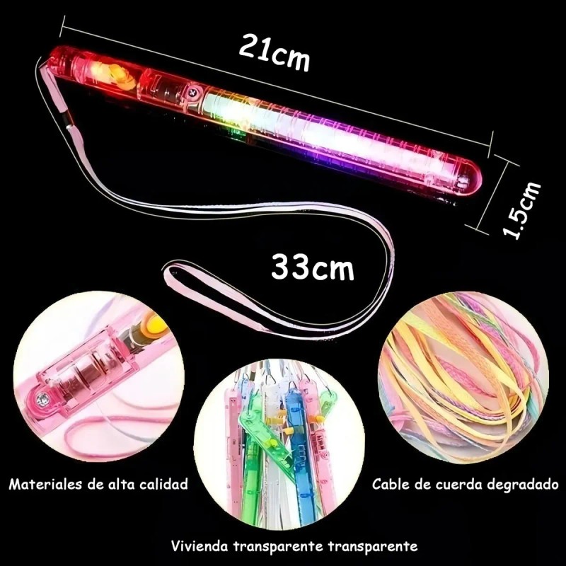 24 Piezas Varita Luz Led Baston Luminoso Collar 21cm