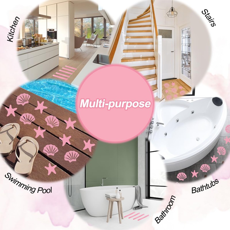 FULANDL 48PCS Bathtub Non Slip Stickers for Shower, Shell Starfish