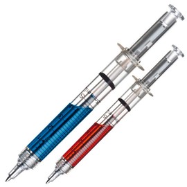 noTrash2003 Set of 10 Ballpoint Pens in Syringe Shape Various Colours (Set of 10 Blue/Red)