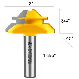KOWOOD Router bit, 3/4” Cutting Height, 45 Degree Lock Miter Router Bit 1/2 Inch Shank…