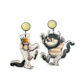 Unique Wooden Acrylic Teacher Student Earrings Cute Cat Mouse Asymmetric Funny Earrings Lightweight Charm Jewelry Back to School Gift for Student-beast