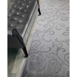 ORFA HOME Custom Cut Hallway Runner Rug, Slip Resistant, 31 Inch Wide X Your Choice of Length, Scroll Grey, 31 Inch X 16 feet