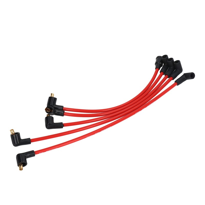 5Pcs 8mm Red Silicone HT Ignition Leads Spark Plug Wires