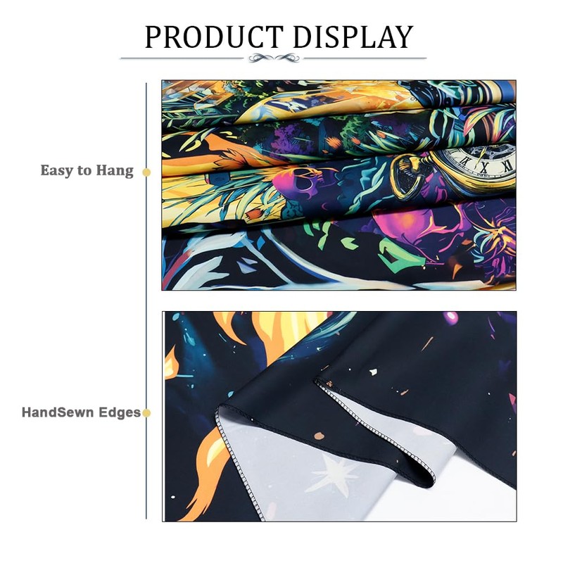 Heopapin Blacklight Skull Tapestry Psychedelic Skeleton Gothic Tapestry UV Reactive