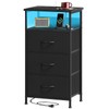 Somdot Black Nightstand with Charging Station and LED Light for