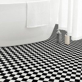 Elffloor Peel and Stick Floor Tile: 10pc 11.8 * 11.8in Self-Adhesive Waterproof Vinyl Flooring Black and White Tiles Sticker for Bathroom, Kitchen, Bedroom, Living Room ﻿