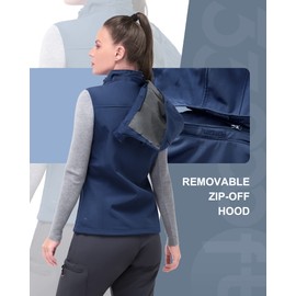 33,000ft Women's Hooded Lightweight Softshell Vest Fleece Lined Windproof Zip Up Sleeveless Jacket for Hiking Golf Running