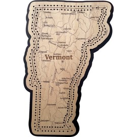 Vermont State Shape Road Map Cribbage Board