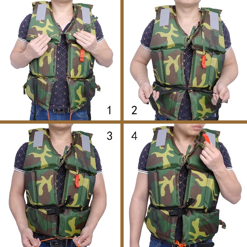 Camouflage Adult Boating Swimming Life Jacket Buoyancy Aid Polyester Floating