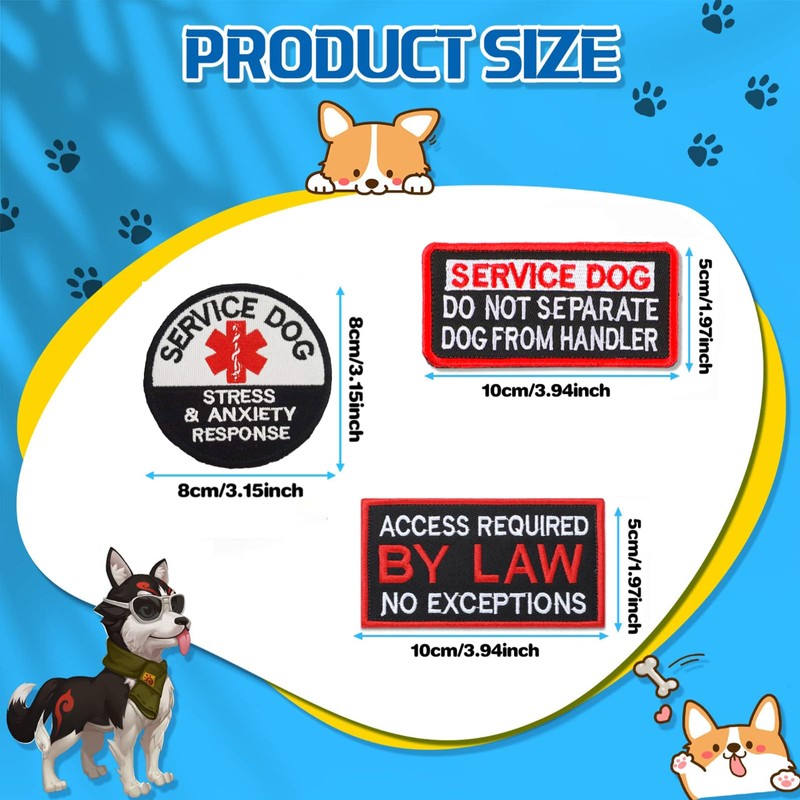6 PCS Service Dog Patches with Removable Tactical Hook Loop