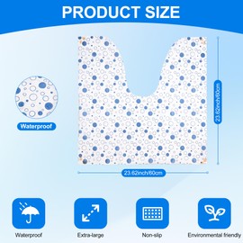 50 Pack Disposable Toilet Mats Toilet Floor Protector from Urine U-Shape Toilet Training Rug Waterproof Non-Slip Bathroom Potty Great for Children & Adults 23 x 23 (Blue Dot)