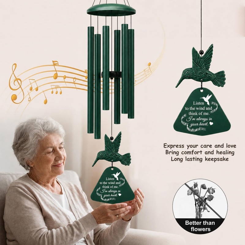 36" Memorial Wind Chimes for Outside, Sympathy Gift for Loss