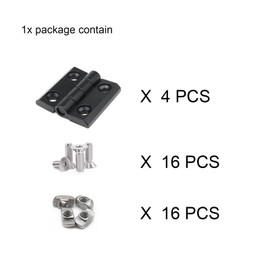 BLCCLOY 4Pcs 1010 Hinge 10 Series Extrusion Profiles Pivot Hinges 1" x 1" Aluminum Extru Slot Door Hinge with Nut for 1 Inch x 1 Inch Extruded Profile