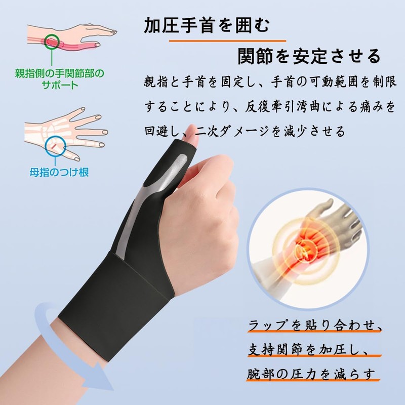 Wrist Thumb Supporter [Light and Thin Compression / Built-in Spring]